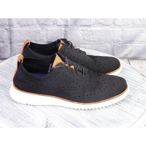 Cole Haan 2 Zero Grand Stitchlite Black Wingtip Oxford Shoes Men 8 Used No Box - Picture 4 of 12